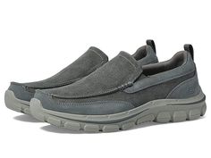 Casual Gray Slip-resistant Walking Shoes, Casual Gray Walking Shoes With Arch Support, Casual Walking Shoes With Arch Support For Streetwear, Skechers Mens Shoes, Casual Beach Sandals, Skechers Relaxed Fit, Mens Skechers, The Supreme, Skechers Shoes