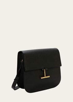 TOM FORD Tara Mini Crossbosy in Grained Leather with Leather Strap - Bergdorf Goodman Formal Bags With Grained Texture, Formal Tan Pebbled Leather Bag, Mini Crossbody, Bergdorf Goodman, Top Designers, Tom Ford, Leather Straps, Tops Designs, Ford