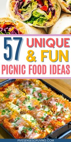 an image of food with text overlay that reads 37 unique and fun picnic food ideas