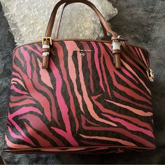 Michael Kors Medium Purse. It’s Brand New, But I Lost The Tag! It’s Pink Zebra Pattern And Has Gold Details. Medium Purse, Bags Michael Kors, Zebra Pattern, Pink Zebra, Gold Details, Pink Black, Medium Size, Shoulder Bags, Black Pink