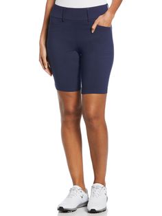 These Callaway women's golf shorts deliver on-course comfort and style with every swing. Stretch in the fabric allows you to move with ease, and a TrueSculpt™ panel helps create a smooth and flattering silhouette. Opti-Dri™ moisture-wicking technology pulls away sweat to keep you cool and dry as you play. The textured fabric of these golf shorts contains LENZING™ EcoVero™ viscose fibers derived from sustainable wood and pulp, for an eco-friendly wardrobe choice you can feel good about. 75% Ecove Golf Athletic Shorts With Built-in Liner, Moisture-wicking Stretch Golf Bottoms, Stretch Moisture-wicking Golf Bottoms, Casual Stretch Activewear For Golf, Sporty Athletic Shorts For Golf, Athleisure Moisture-wicking Golf Shorts, Stretch Golf Shorts, Athleisure Golf Shorts With Moisture-wicking, Moisture-wicking Athleisure Shorts For Golf