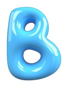 an inflatable blue letter b on a white background