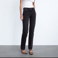 Zara Straight Jeans Size Usa6, Eur38 New, Never Worn, Without Tag Black Jeans For Everyday Summer Wear, Everyday Black Summer Jeans, Classic Black Jeans For Summer, Classic Black Summer Jeans, Zara Classic Summer Jeans, Zara Denim Jeans, Velvet Jeans, Tan Pants, Pink Jeans