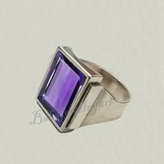 Natural Amethyst Ring, February Birthstone Ring, Amethyst Men Gemstone Ring, Mens Amethyst Ring, Mens Anniversary Ring, Men Signet Ring Natural Amethyst Ring For Men Ring ring Item Details Handmade item Materials: 925 Sterling Silver Gemstone name :- Natural Amethyst Gemstone shape:- Rectangle Gemstone Size :- 13x18 mm (Approx) Adjustable:- No Raw stone: No Band color: Silver Stamp :- 925 This ring 925 Sterling Silver features a beautiful Natural Amethyst gemstone Ring . Natural Amethyst set wit Formal Purple Rings With Rectangular Stone, Modern Purple Amethyst Ring With Polished Finish, Modern Purple Rings With Polished Finish, Modern Polished Amethyst Ring, Modern Sterling Silver Amethyst Ring For Formal Occasions, Modern Purple Amethyst Ring For Anniversary, Modern Hallmarked Amethyst Ring For Formal Occasions, Modern Purple Ring, Modern Purple Ring For Gift