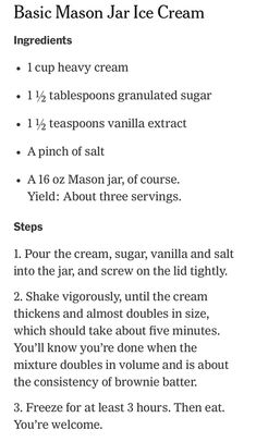 the instructions for how to make an ice cream recipe