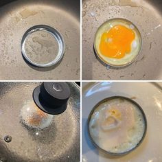 the process of making an egg frying in a skillet with water and oil