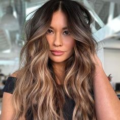 Blonde Highlights On Black Hair, Highlights On Black Hair, Natural Blonde Highlights, Waterfall Hairstyle, Sombre Hair, Healthy Shiny Hair, Balayage Technique, Natural Blonde, How To Lighten Hair