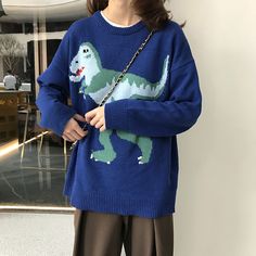 Dino Sweater Outfit, Dino Sweater, Adult Dinosaur Sweater, Green Dinosaur Sweater, Unisex Dinosaur Print Crew Neck Top, Dinosaur Sweater, Free Size, Blue Sweaters, Christmas Sweaters