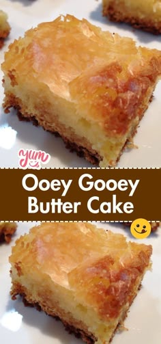 gooey gooey butter cake on a white plate