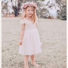 Perfect Special Occasion Dress For Your Little Girl, The Knee Length Flora Capped Sleeve Lace Back Dress Is Absolutely Stunning. The Lace And Tulle Are Both Cream. Featuring A Delicate Low Back Lace Bodice With Scalloped Edges, Elegant Lace Capped Sleeves, And A Full And Fluffy Knee Length Tulle Skirt. Ideal For Your Flower Girl, A Must-Have Birthday Party Dress Or One Of The Main Features Of This Dress Is The Delightful Lace Bodice And Capped Sleeves. For Extra Comfort The Bodice Is Lined At Th Girl Silk Dress, Knee Length Tulle Skirt, Lace Back Dress, Young Wedding, Lace Back Dresses, Orange Floral Dress, Floral Halter Dress, Girls Pageant Dresses, Tiered Ruffle Dress