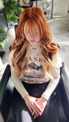 Copper Hair With Blonde, Red Hair With Blonde Highlights, Red To Blonde, Dyed Hair Inspiration, Hair Color Auburn, Blonde Hair With Highlights