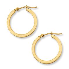 These stylish hoop earrings for her are crafted of sleek 14K yellow gold and secured with hinged backs. The squared off edges give the earrings a modern appeal. Jewelry Education, Jewelry Advice, Accessories Jewelry Earrings, Earring Backs, Cultured Pearls, Designer Earrings, Fashion Earrings, Jewelry Stores, Diamond Jewelry