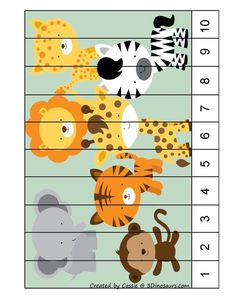 an animal chart with numbers and pictures for each child's height, from 1 to 10