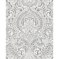 an old wallpaper pattern in grey and white