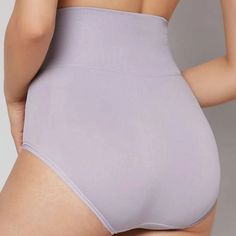 Lightly Shaping High Waisted Seamless Comfortable Shapewear Panty Color Is Lilac High Waist Seamless Yoga Bottoms, High Waist Compression Bottoms With Seamless Fabric, High Waist Compression Bottoms In Seamless Fabric, High Waist High Stretch Hosiery, High Stretch Bottoms With Built-in Bra For Loungewear, Solid Compression Brief Shapewear, Compression Brief Shapewear In Solid Color, High Waist Shaping Hosiery, Solid Color Compression Brief Shapewear