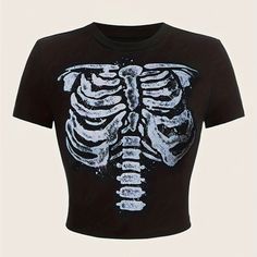 Skeleton Shirt Aesthetic, Sheer T Shirt, Clothing For Flat Chested Women, Ribcage Bleach Shirt, Skeleton Shirt Design, Bleached T Shirt Designs, Unique Graphic Tees, Vampy Clothes, Skeleton Shirt Diy