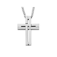 Display your faith with this distinctive Boston Bay Diamonds stainless steel cross necklace. Display your faith with this distinctive Boston Bay Diamonds stainless steel cross necklace.Click on this JEWELRY & WATCHES GUIDE to learn about fit, styles, materials and more! Pendant size: 30 mm x 23 mm Chain length: 24 in. Chain type: curb Metal: stainless steel Finish: matte Packaging: velvety pouch Please note, due to the high value of this item, a signature may be required upon delivery. Size: One Stainless Steel Cross Pendant Necklace For Faith, Modern Stainless Steel Cross Necklace For Gift, Modern Stainless Steel Cross Pendant Necklace, Steel Cross, Necklace Display, Cross Pendant, Chain Length, Cross Necklace, Boston