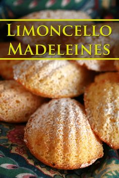 lemoncello madeleines are piled on top of each other