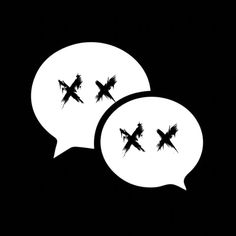 two speech bubbles with planes flying in the sky above them on a black and white background