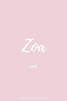 the word zoo life written in white on a pink background