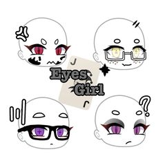 the eyes girl stickers are in different shapes and sizes, with glasses on them