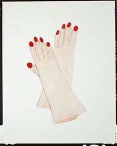 Unfortunately these are being copied at the moment by everyone, thinking they are unique! Original idea by Schiaparelli red painted finger nail gloves Nail Gloves, Blithe Spirit, Wife Style, Symbolic Representation, Red Paint, Vintage Handbags, Mitten Gloves