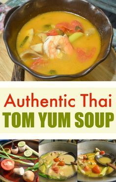 authentic thai tom yum soup recipe with shrimp, zucchini and carrots