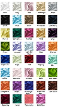 the color chart for satin fabric