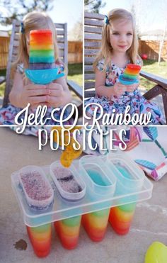 Jello Crafts, Jello Popsicles, Frozen Deserts, Rainbow Popsicles, Rainbow Jello, Yellow Bliss Road, April Fools Joke, Homemade Popsicles