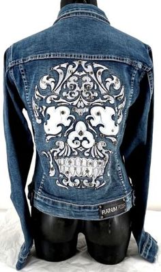 Find ideas๏ฟฝand inspiration for PLATINUM PLUSH SKULL EMBROIDERY RHINESTONE & STUD DENIM JACKET WITH FAUX LEATHER, Coats and Jackets for women Casual Rhinestone Denim Jacket For Fall, Casual Fall Denim Jacket With Rhinestones, Fantasy Embroidery, Skull Embroidery, Studded Denim Jacket, Leather Coats, Studded Denim, Rhinestone Studs, Coats And Jackets