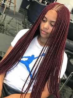 Maroon Braids, Layer Feed In Braids, Braids Middle Part, Layer Feed, Side Braid Hairstyles, Feed In Braids Hairstyles, Cute Braided Hairstyles