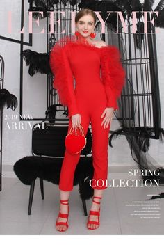 Statement Jumpsuit, Gala Attire, Santa Collection, Interview Outfits, Red Autumn, Red Cocktails, Red Trousers, Banquet Party, Cocktail Attire