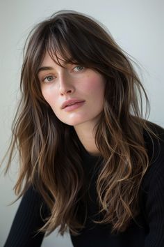 Layered Hair Long Curtain Bangs, 90s Layered Hair Long, Locks With Bangs, Hair Long Curtain Bangs, 90s Layered Hair, Layered Hair Long, Parisian Hairstyles, Bangs Over 40, Long Hair With Bangs And Layers