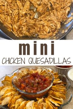 Mini Chicken Quesadillas Appetizers | Birthday Food Ideas for Adults Easy | Party Finger Food Ideas Quesadilla Appetizers, Shredded Chicken Quesadilla Recipe, Mini Chicken Quesadillas, Quesadillas Chicken, Finger Foods Easy Party, Chicken Quesadilla Recipe, Quesadilla Recipe, Mini Appetizers, Chicken Appetizers