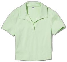 Trendy Summer Tops With Polo Collar, Trendy Green Collared Top, Sporty Green Collared Tops, Trendy Green Top With Collared Neckline, Green Collared Sporty Tops, Sporty Collared Green Tops, Green Relaxed Fit Collared Top, Sporty Collared Shirt For Spring, Green Relaxed Fit Top With Collared Neckline