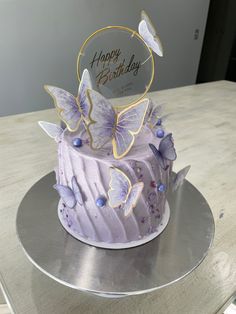 6inch Red velvet with cream cheese frosting. Purple butterfly theme. Purple Butterfly Theme Cake, Purple Birthday Cake For Women, Purple Butterfly Birthday Theme, Purple Themed Cake, Purple Theme Cake, Butterfly Theme Cake, Panda Birthday Cake, Purple Butterfly Cake, 33 Birthday