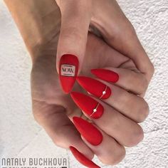 Red Nail, Elegant Nails, Artificial Nails, Matte Nails, Nail Decorations, Perfect Nails, Acrylic Nail Designs