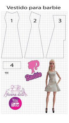 an image of a barbie doll sewing pattern with instructions to make her own dress and shoes