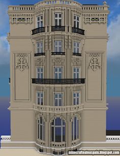 a very tall building with windows and balconies on the top floor in front of a cloudy sky