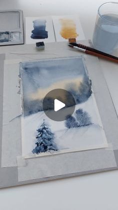 a video demonstrating how to use watercolors in landscape paintings with acrylic paint