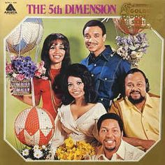 an album cover for the 5th dimension featuring four people and flowers in front of a green background