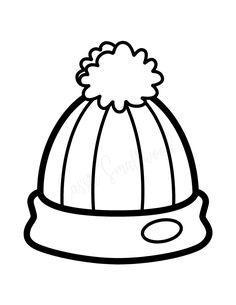 a black and white drawing of a beanie