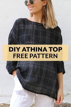 Athina Tunic Sewing Tutorial: A Step-by-Step Guide from Tessuti Tunic Patterns For Women, Boho Blouse Pattern, Linen Top Pattern, Tunic Sewing Pattern Free, Kimono Blouse Pattern, Linen Shirt Pattern, Tunic Tops Pattern, Shirt Patterns For Women