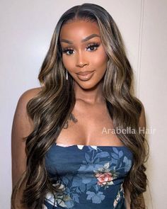 Balayage Highlight Body Wave Human Hair Wig - 6x5/13x4 Lace Front Pre- Straight Highlights, Straight Balayage, Body Wave Weave, Honey Blonde Highlights, Human Hair Color, 360 Lace Wig, Lace Body, Body Wave Wig, Wigs Online