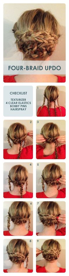 Recogido bajo de trensaa Braiding Updo, Tutorial Chignon, Braid Updo Tutorial, Braid Bun, Updo Hairstyle