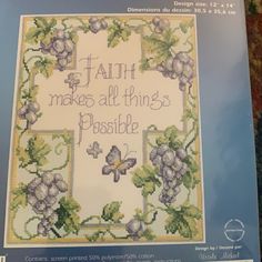 a cross stitch pattern with the words faith makes all things possible