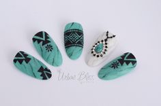 Turquoise Nail Art, Turquoise Nail Designs, Vanellope Y Ralph, Indian Nails, Country Nails