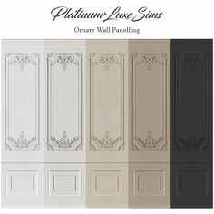 the color scheme for an ornate wall paneling in various colors and styles, including white