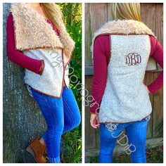 A personal favorite from my Etsy shop https://www.etsy.com/listing/248372552/monogrammed-beige-faux-fur-trimmed-vest Monogrammed Vest, Monogram Vest, Monogram Pullover, Black Waistcoat, Vest For Women, Vest Waistcoat, Clothing Black, Christmas Gifts For Girls, Faux Fur Vest