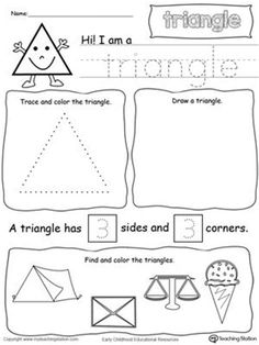 the triangle worksheet is filled with pictures and words to help students learn how to make